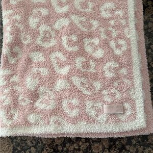 Barefoot Dreams Kids Blanket in Pink and Cream Leopard Print